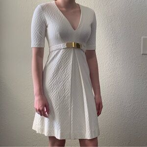 NWT Milly of New York Bergdorf Goodman Winter Ecru Textured Fit & Flare Dress